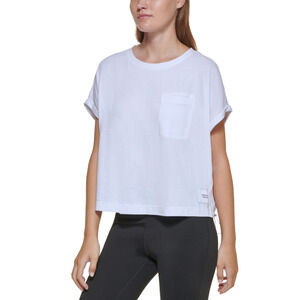 Calvin Klein Performance Bungee-Hem Pocket Cotton T-Shirt White Size XS 3546